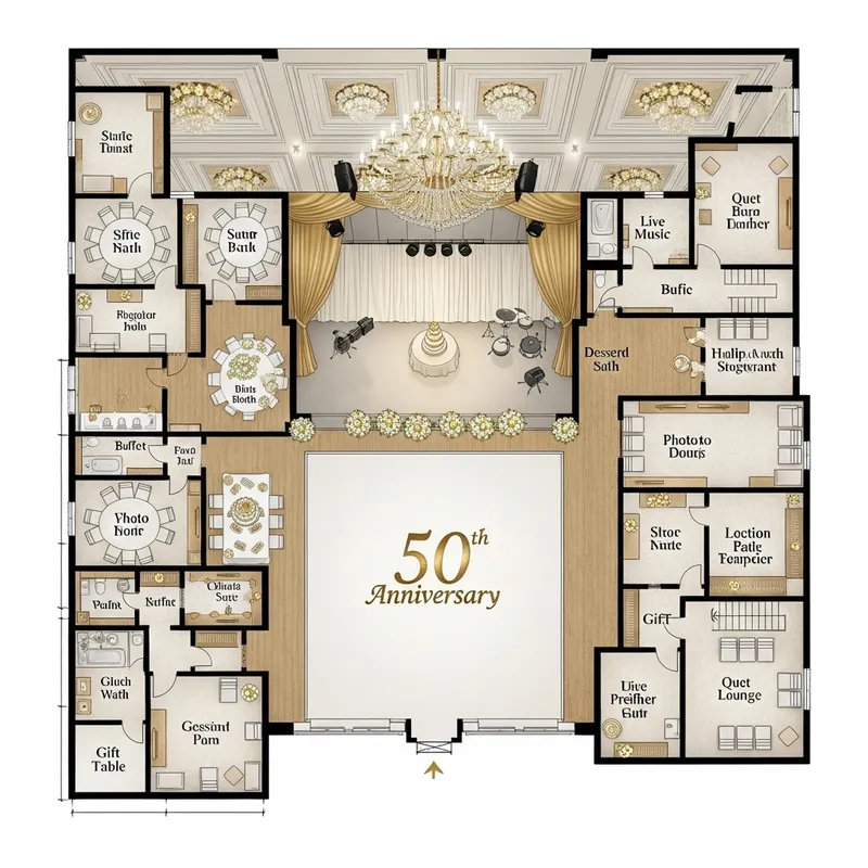 Golden Wedding Anniversary Floor Plan Design