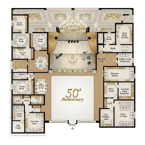 Golden Wedding Anniversary Celebration | Detailed Floor Plan