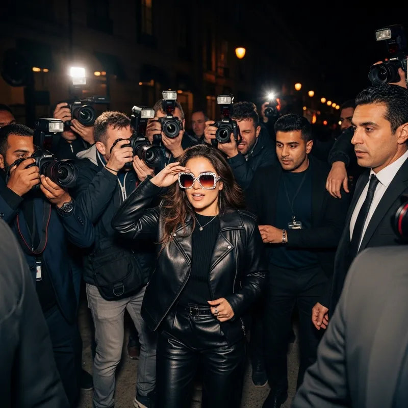 Hispanic Celebrities Surrounded by Paparazzi at Event Hispanic Celebrities Surrounded by Paparazzi at Event