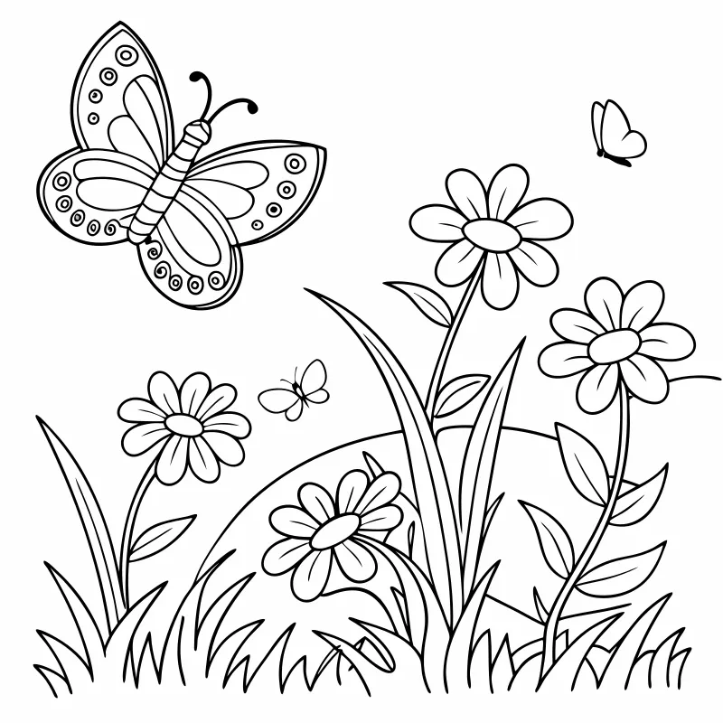 Black and White Garden Coloring Page