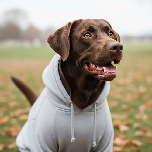 Chocolate Labrador Dog in Nike Hoodie | Cute Pet Fashion