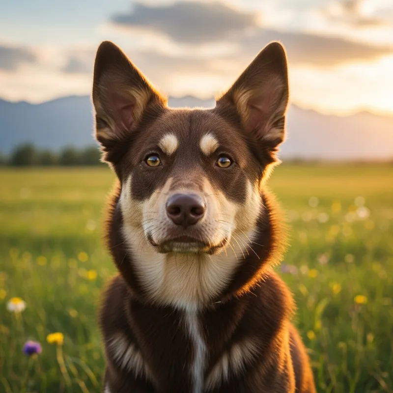 Chocolate and Cream Dog Playing in Green Field | Happy Pup