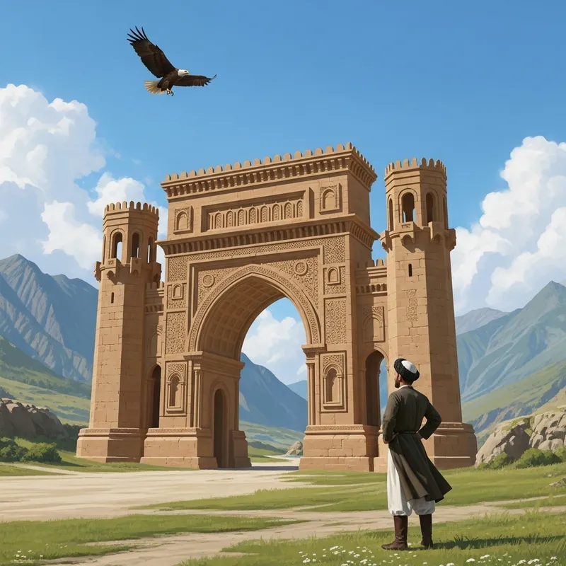 Majestic Sandstone Arch & Towers in Agul, Dagestan