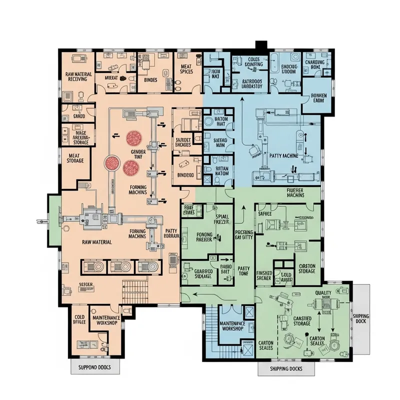 2D Factory Plant Layout for Burger Patty Production 2D Factory Plant Layout for Burger Patty Production