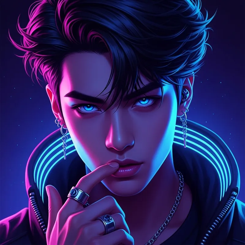 Vibrant Neon Portrait of EXO's Baekhyun: Cyberpunk-inspired Idol