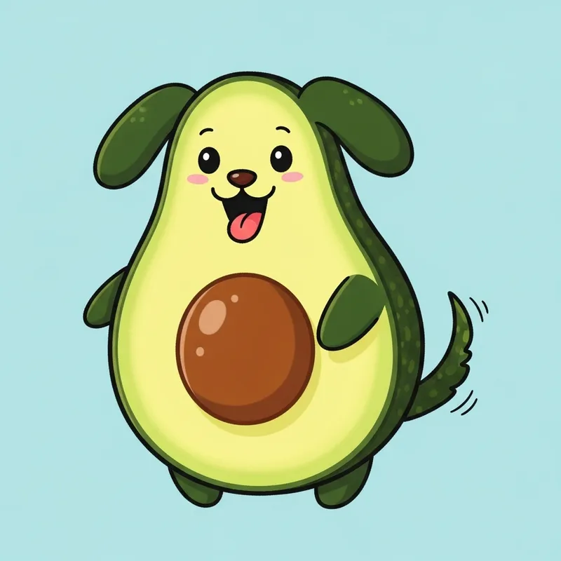 Funny Avocado Dog Cartoon | Bright & Cheerful Art