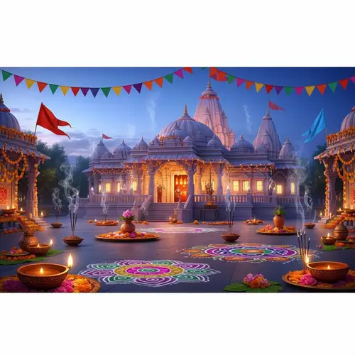 Traditional Indian Festival Temple Scene
