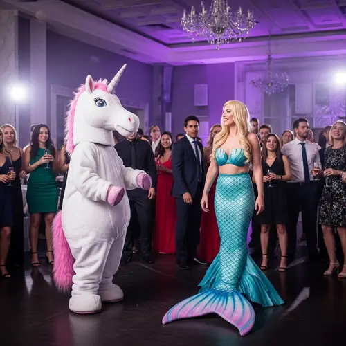 Sparkling Unicorn and Glittering Mermaid Festive Party with Diverse Guests