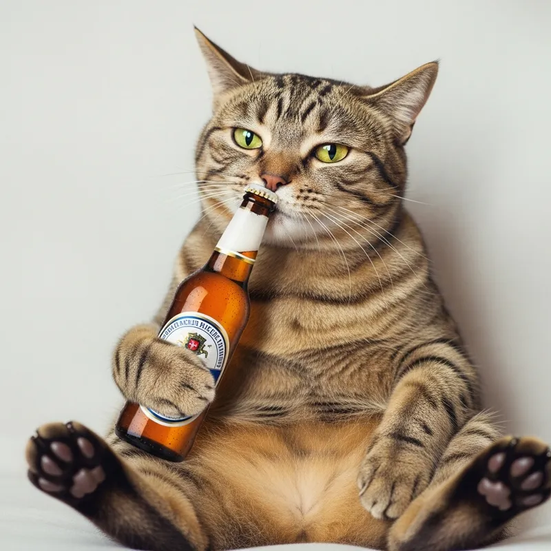 Adorable Cat Sipping Beer | Unique Feline Moment