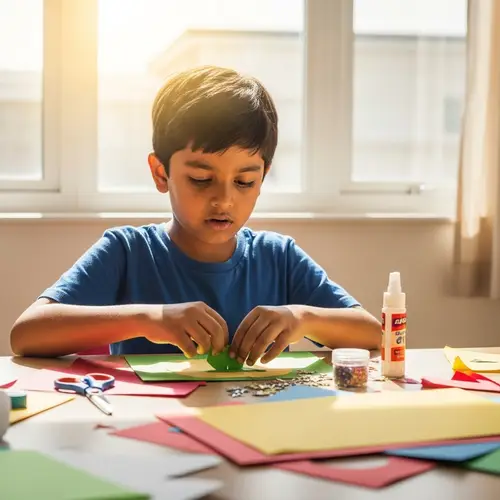 South Asian Child Crafting: Creative Project at Table
