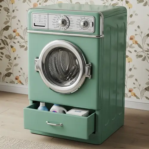 Vintage Sea-Green Washing Machine with Rotary Dial | Domestic Charm