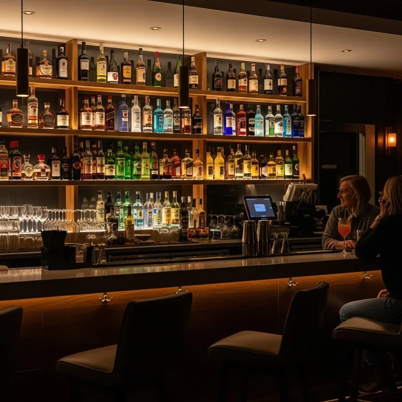 Stylish Bar Interior with Colorful Drinks Stylish Bar Interior with Colorful Drinks