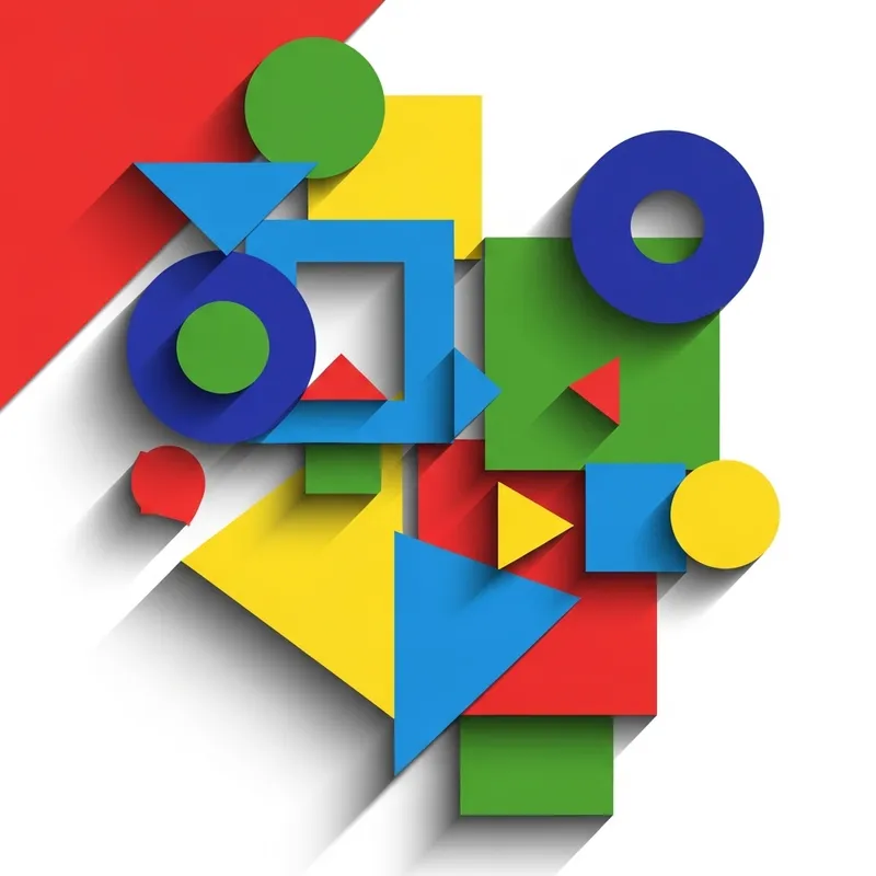 Abstract Geometric Shapes in Vibrant Colors on White Background