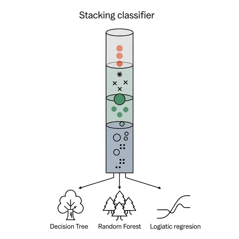 Stacking Classifier Tower with Decision Tree, Random Forest & Logistic Regression