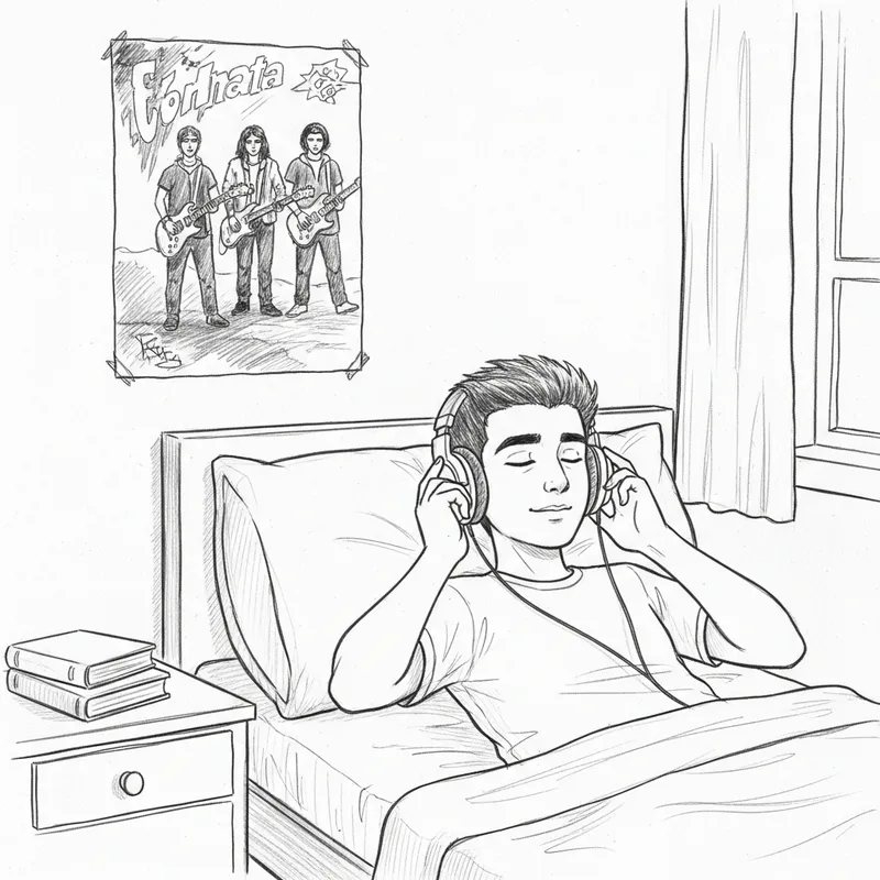 Simple Pencil Sketch of a Relaxed Teenager