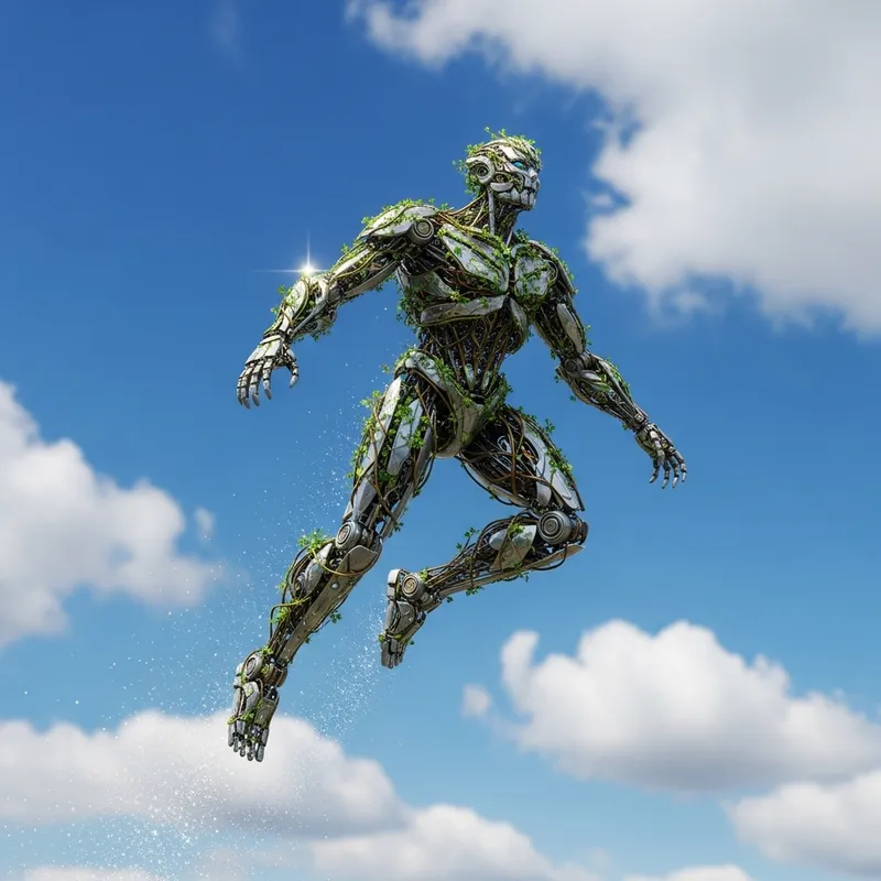 Realistic Nature Spirit Robot Soaring in Sky | A Fusion of Tech and Nature