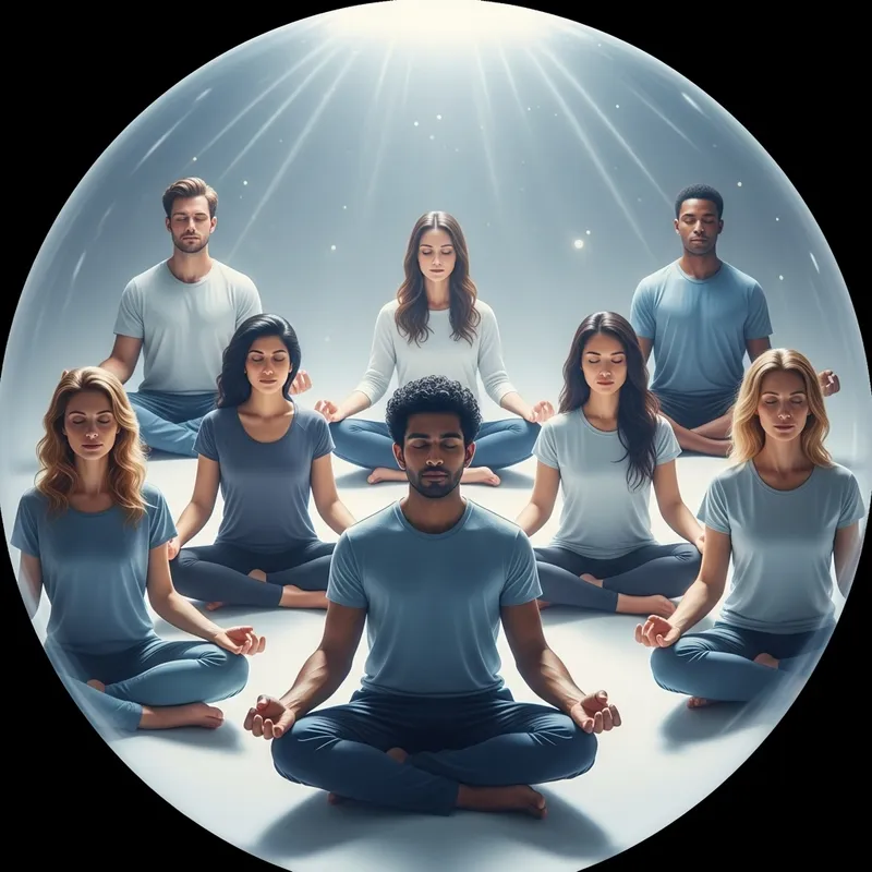 Serenity in Bright Sphere: Group of 8 in Meditation Serenity in Bright Sphere: Group of 8 in Meditation