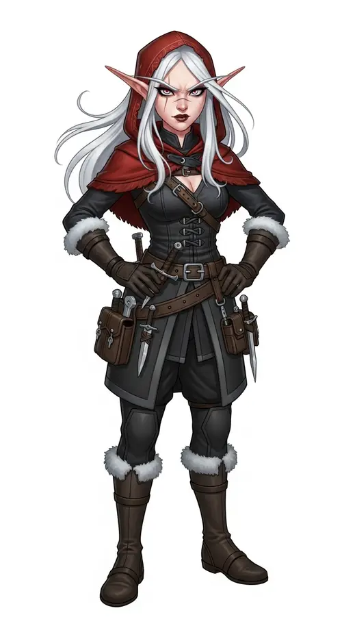 Half-Elf Rogue Character | Disciplined & Mischievous | Cold Climate Attire