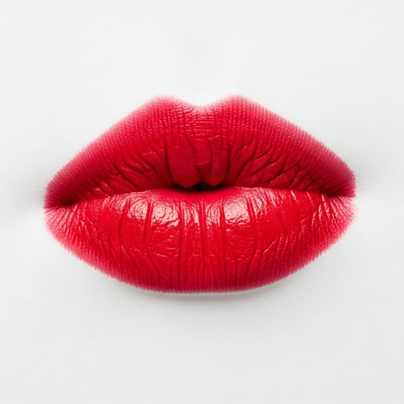 Vibrant Red Lipstick Kiss Mark on White Paper