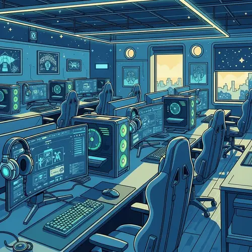 Retrofuturistic Esports Gaming Club Illustration