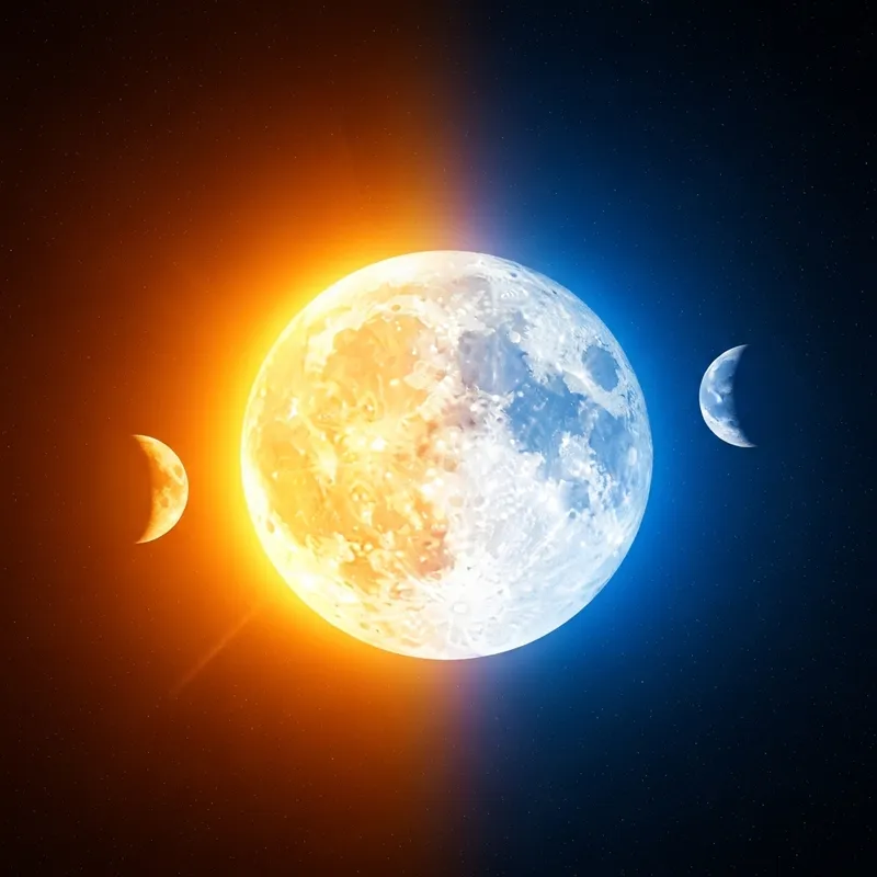 Celestial Harmony: Luna y el Sol Fantasy Cosmic Scene