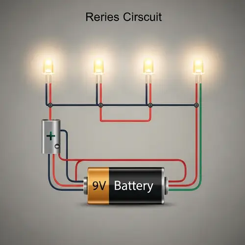 Realistic 9V Series Circuit with 4 LED Lights