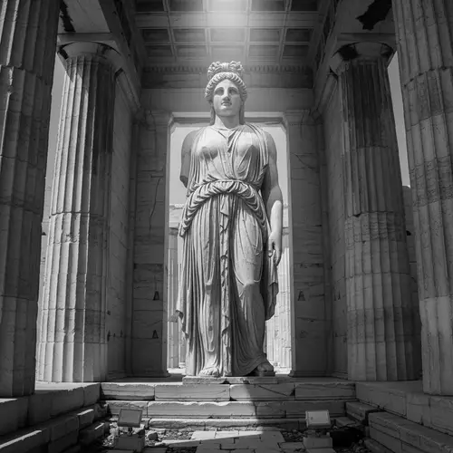 Majestic Greek God Statue in Black and White - Timeless Beauty