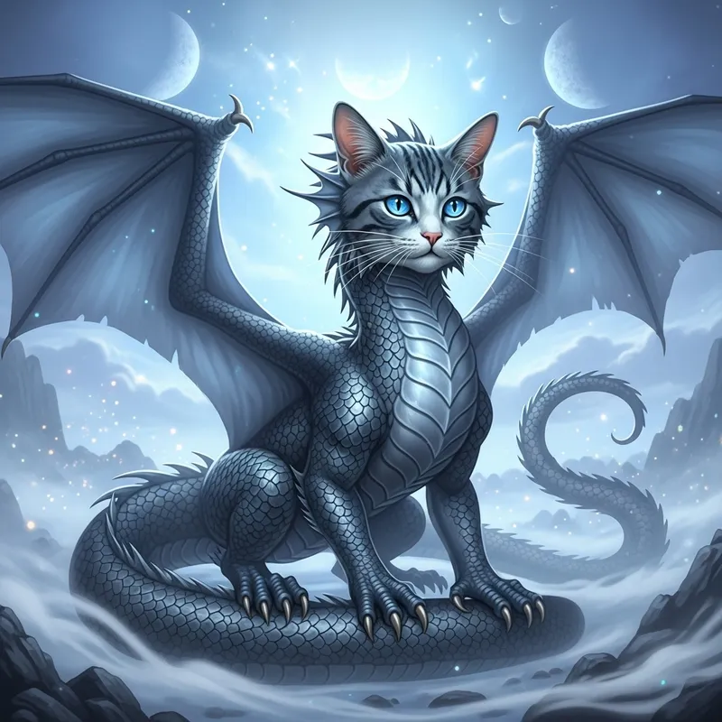 Dragon Cat Hybrid - Mythical Creature with Catlike Features