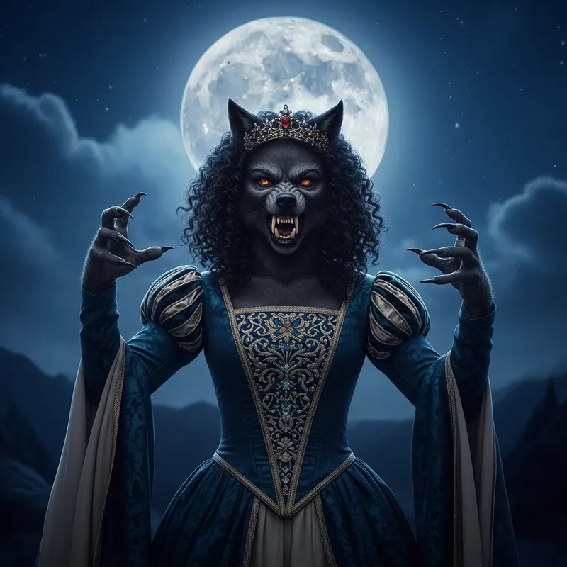 Princess Werewolf Under Night Sky | Majestic Transformation Princess Werewolf Under Night Sky | Majestic Transformation