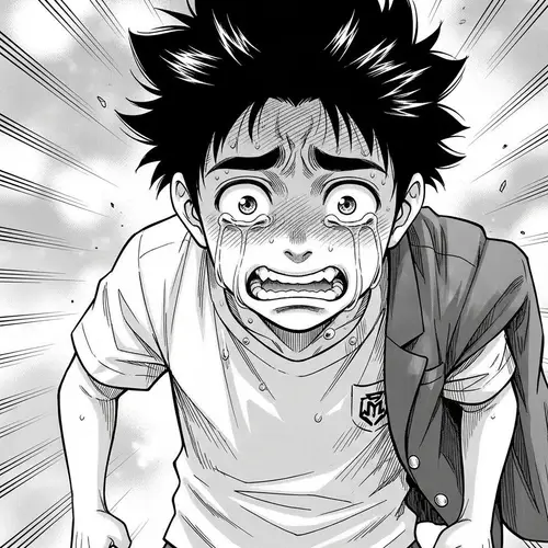 Emotional Manga Boy Crying Illustration