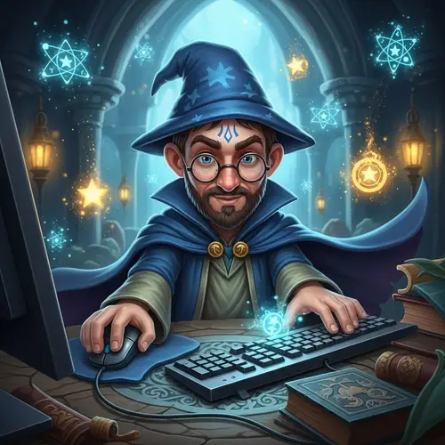 Enchanting Wizard Casting Spells with Keyboard and Mouse