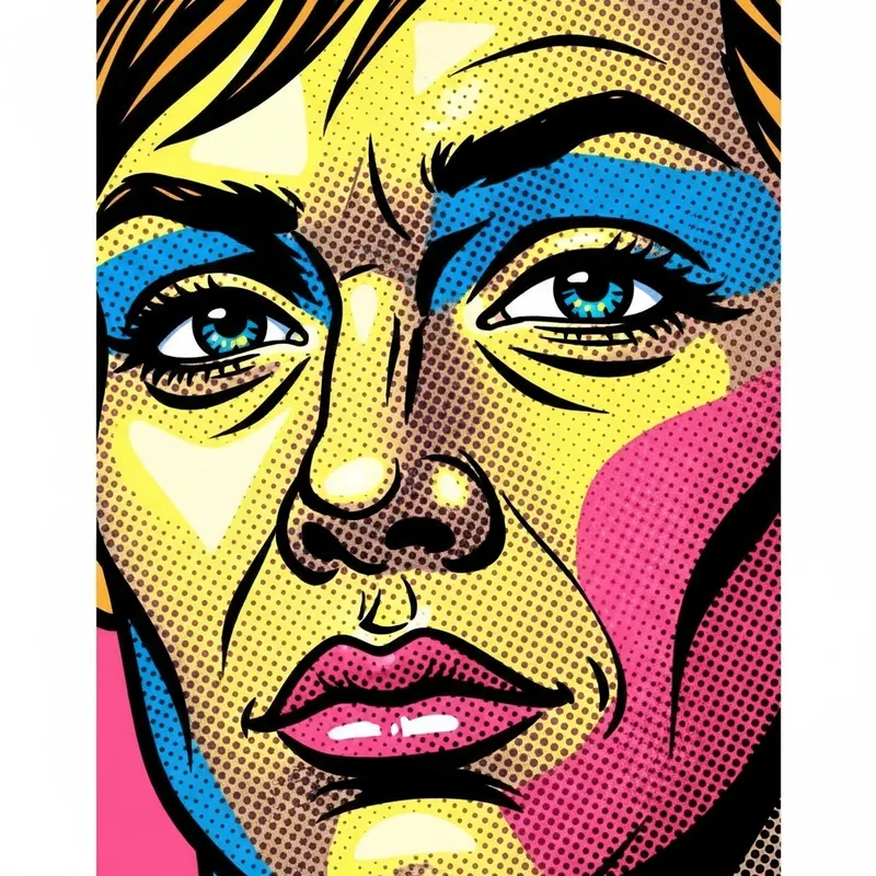 Pop Art Face Drawing inspired by Roy Lichtenstein