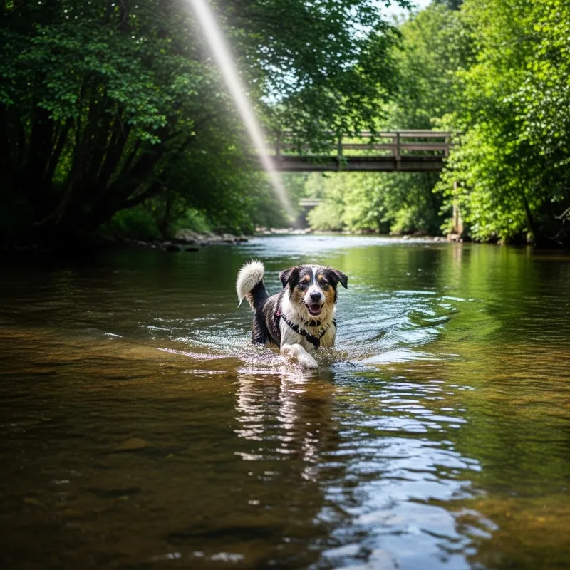 Playful Dog Enjoying River Splash