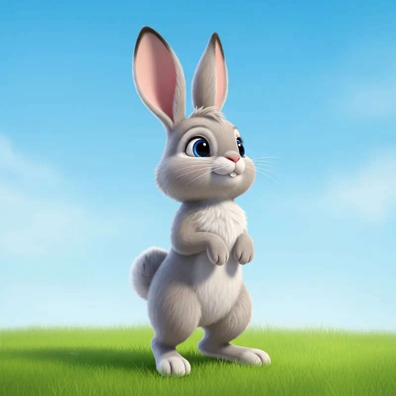 Charming Rabbit Illustration in Meadow | Cute Cartoon Design