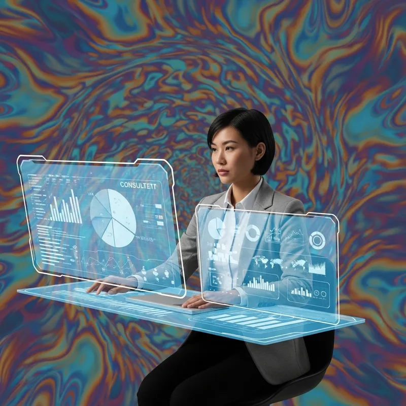 Professional Consultant in Abstract Workspace