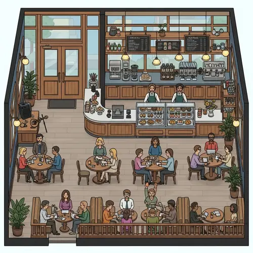 Cozy Rustic-Themed Cafe Layout | Cafeteria Interior Design