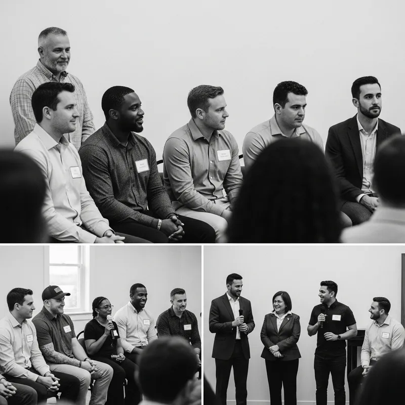 Diverse Group of Christian Men from Different Backgrounds at Marriage Seminar | Documentary-Style Image
