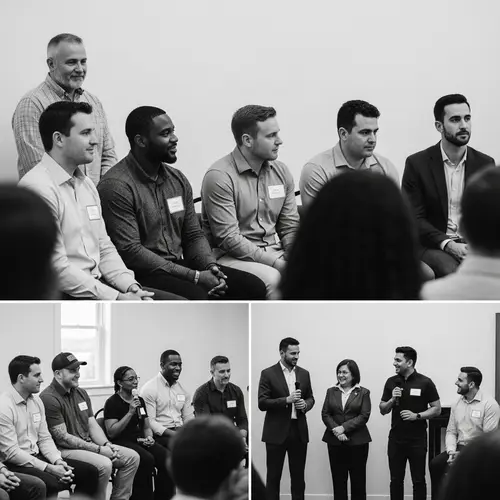 Diverse Christian Men's Marriage Seminar with Speakers Panel | Candid Documentary Photo