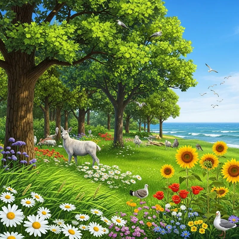 Vibrant Nature Scene by the Sea