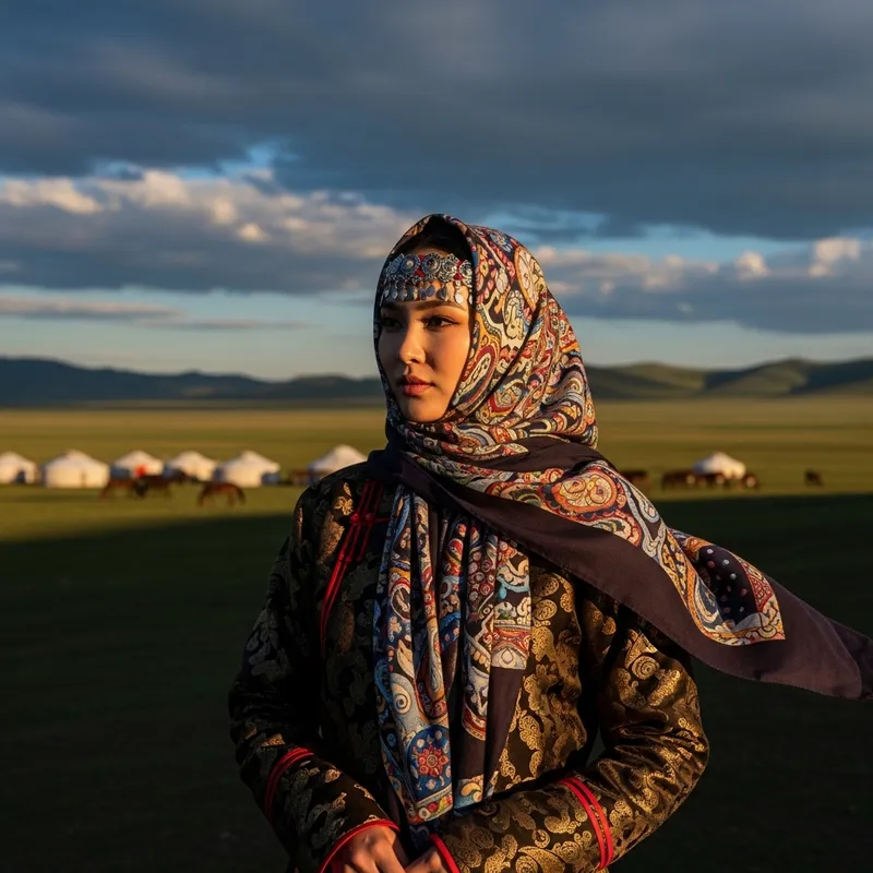 Beautiful Mongolian Women with Hijab | Traditional Dress Beautiful Mongolian Women with Hijab | Traditional Dress