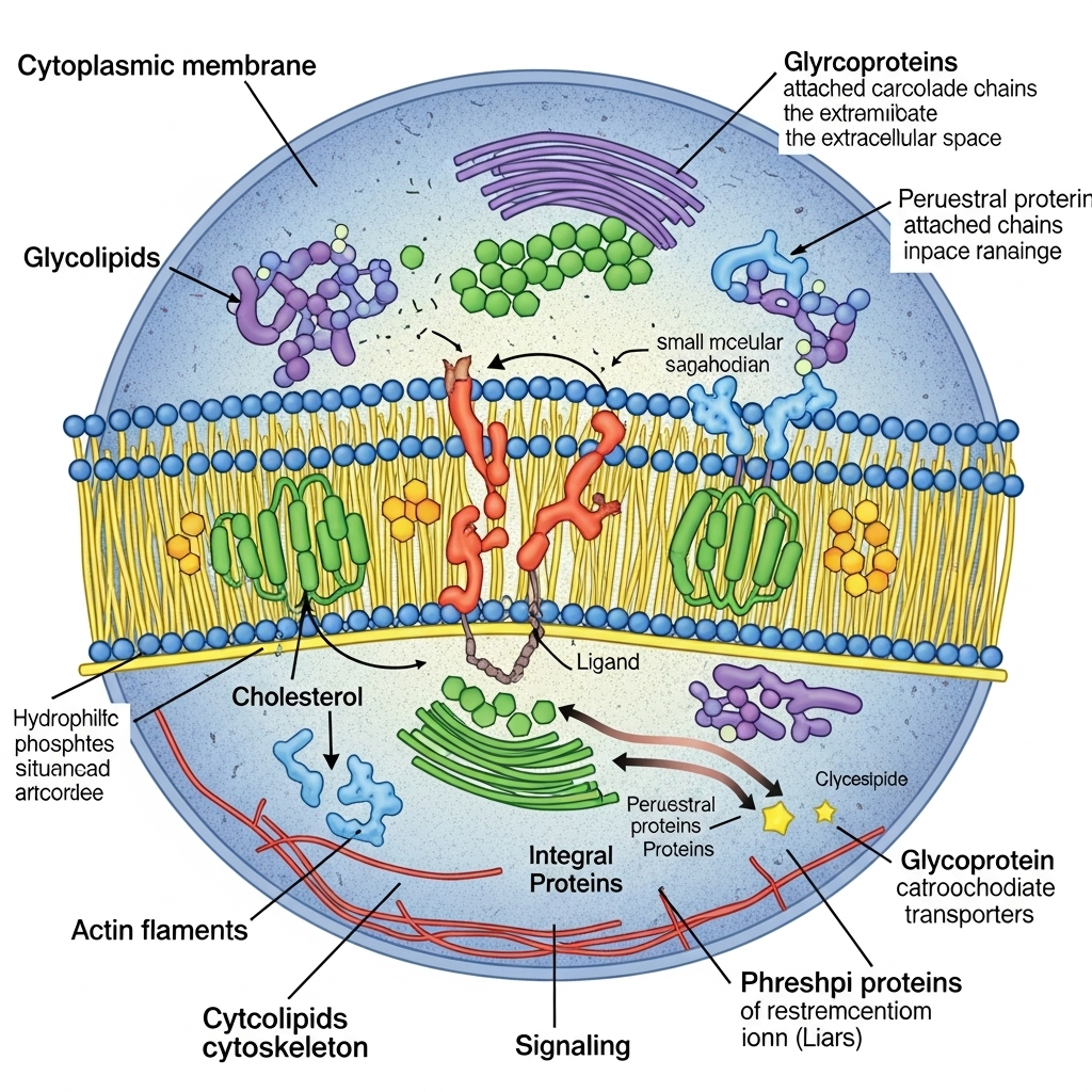 Membrane Components Labeled Cell Membrane With Labeled Educational Structure Scheme