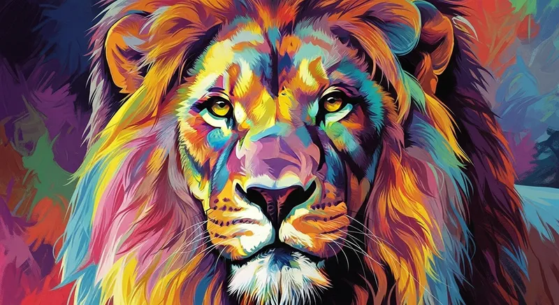 Psychedelic Lion Art - Bold & Colorful Digital Painting