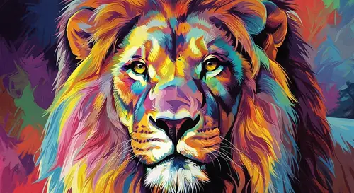 Psychedelic Lion - Abstract & Expressionistic Digital Painting
