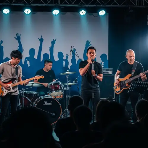 Lively Band Performance on Stage