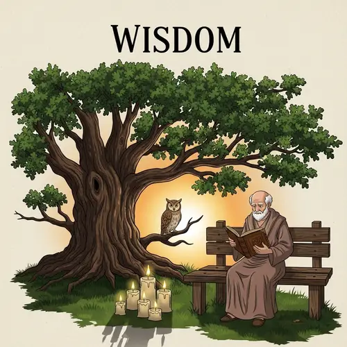 Wisdom Personified: Elderly Man Reading Under Oak Tree