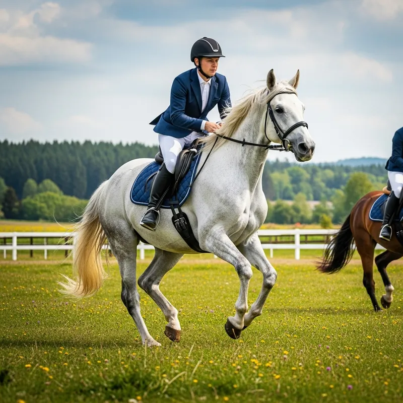 Vibrant White Horse Galloping Through Lush Field
