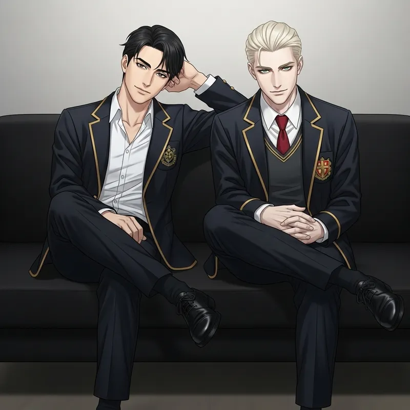 Ben Barnes and Draco Malfoy on Black Sofa Fashion