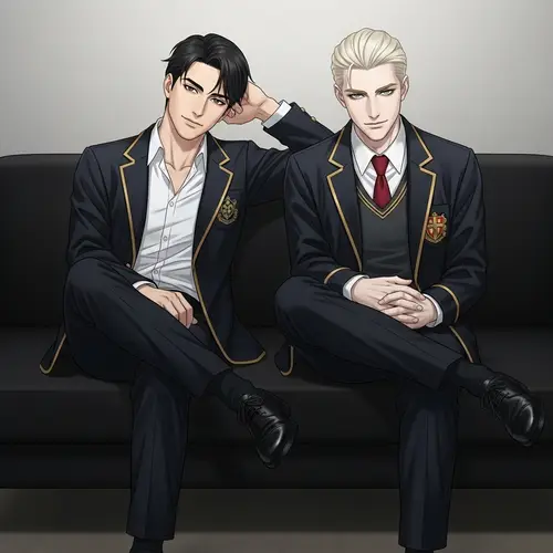 Fantasy Drama Inspired Men's Fashion on a Black Sofa