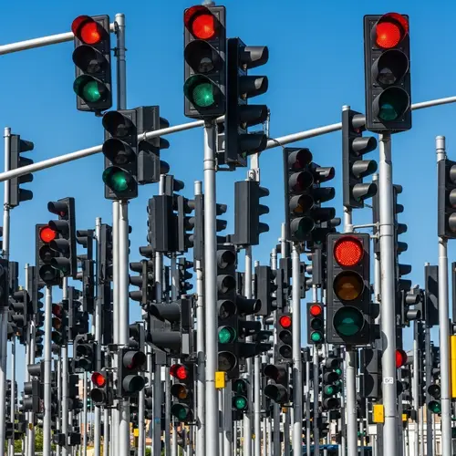 Vibrant Array of Traffic Lights in Motion