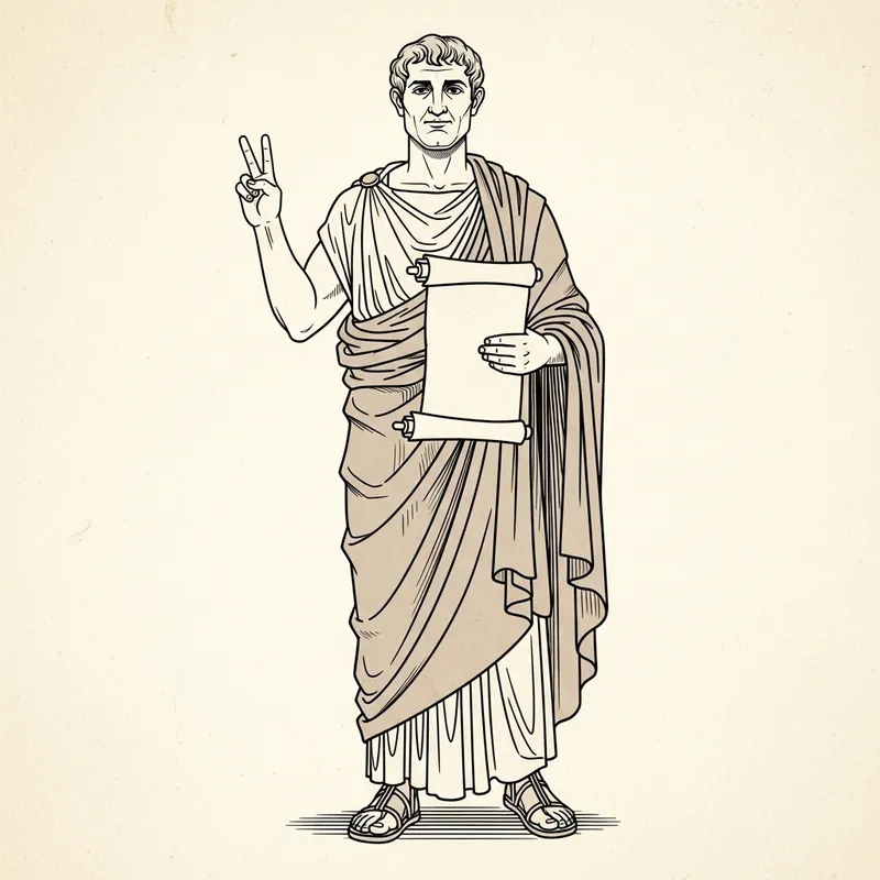 Aristotle Smiling Standing Pose Making Peace Sign Gesture Aristotle Smiling Standing Pose Making Peace Sign Gesture